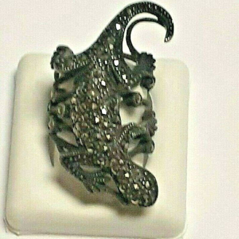 Antique Sterling Silver Marcasite lizard Ring Size 7 Antique Sterling Silver Marcasite lizard Ring Size 7