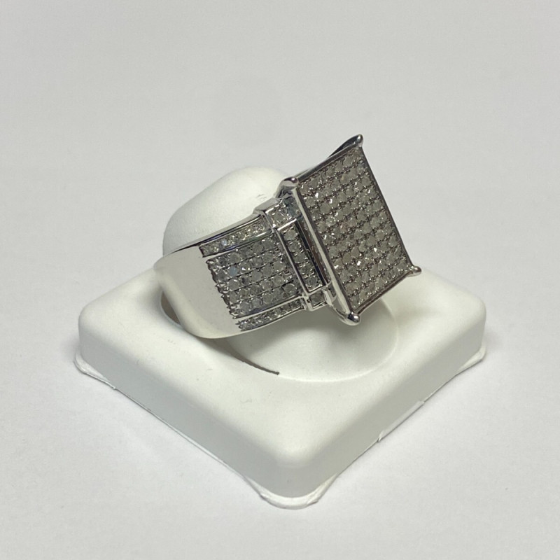 RHODIUM OVER Sterling Silver Ring ROUND DIAMOND 1.00ctw, SIZE 11