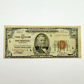 1929 $50 FRBN San Francisco (L), Brown Seal  RARE