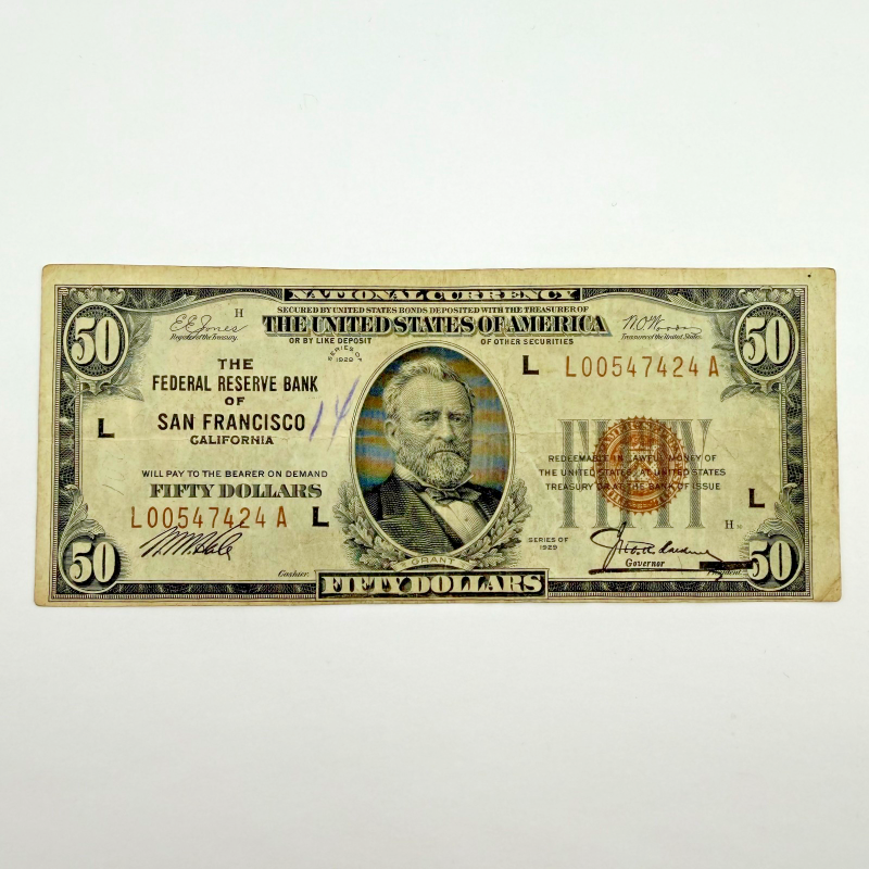 1929 $50 FRBN San Francisco (L), Brown Seal  RARE