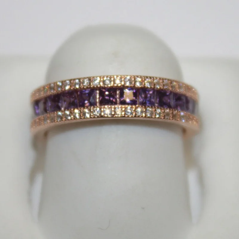 Shashi Lavashing Pink Rubies & Diamond Round Woman Ring Size 6 