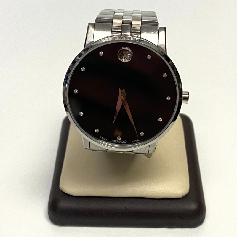 Movado Museum Man's Classic 1/20 CT. T.W. Diamond Watch with Black Dial, 40 mm