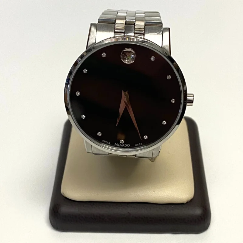 Movado Museum Man's Classic 1/20 CT. T.W. Diamond Watch with Black Dial, 40 mm