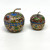 Vintage Covered Apple Shape Cloisonné Trinket Boxes Blue w Aqua Enamel Interior