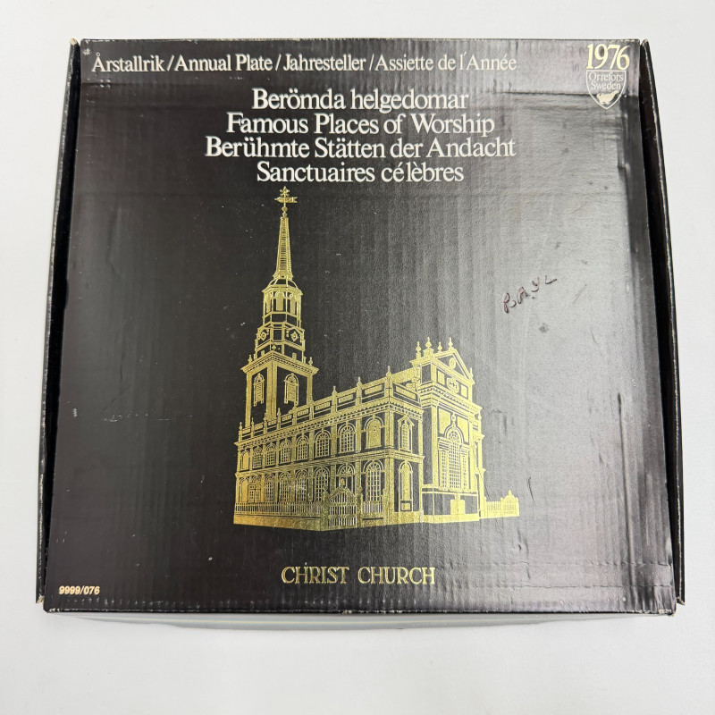 Vintage Orrefors Crystal Sweden Christ Church Limited Edition Plate w/ Box