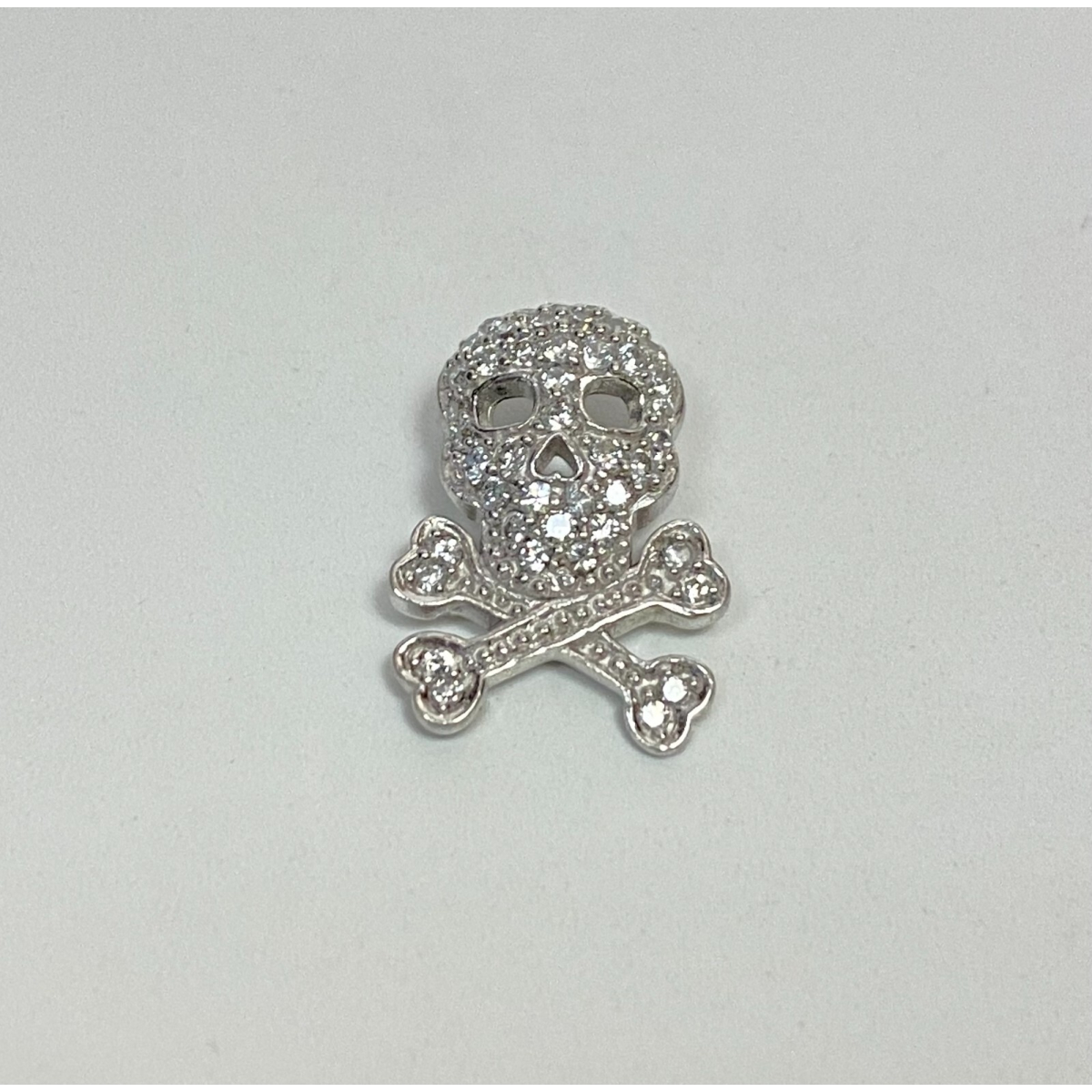 Silver pendant, 925 skull with CZ, Stamped 925