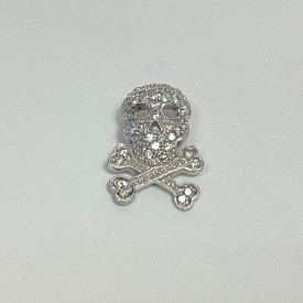 Silver pendant, 925 skull with CZ, Stamped 925