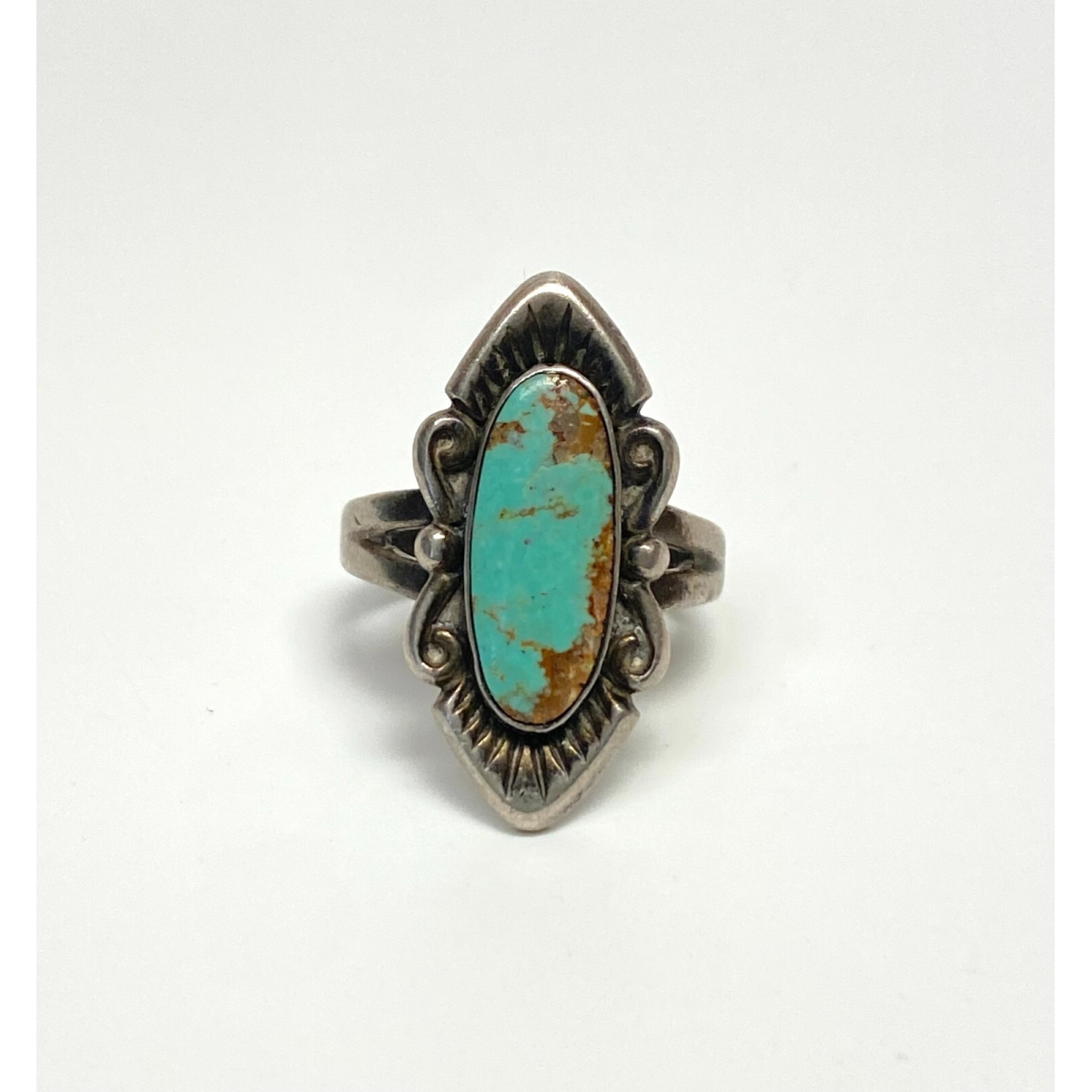 Vintage Sterling Silver 925 Navajo Turquoise Ring Size 5.5