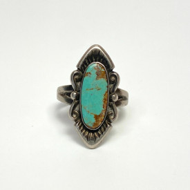 Vintage Sterling Silver 925 Navajo Turquoise Ring Size 5.5