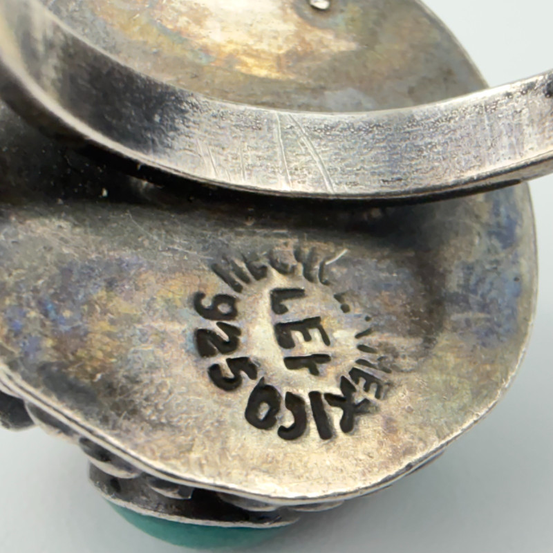 Vintage Mexican Sterling Silver 925 Turquoise Dome Ring Adjustable