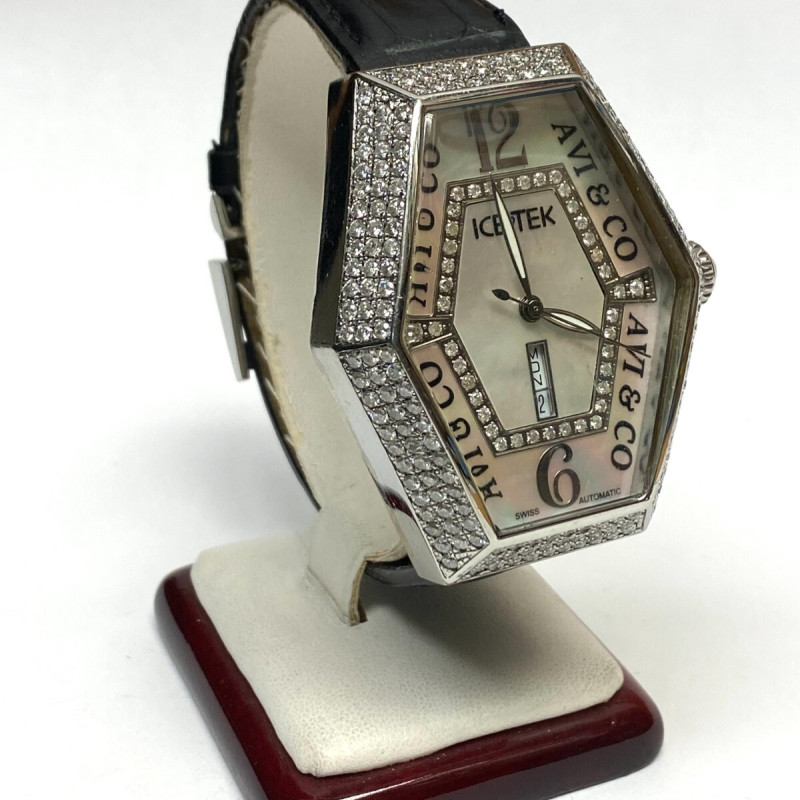 Ice Tek 9.5 ct Diamond AVI & CO Swiss Made Automatic White Face Watch Ice Tek 9.5 ct Diamond AVI & CO Swiss Made Automatic White Face Watch