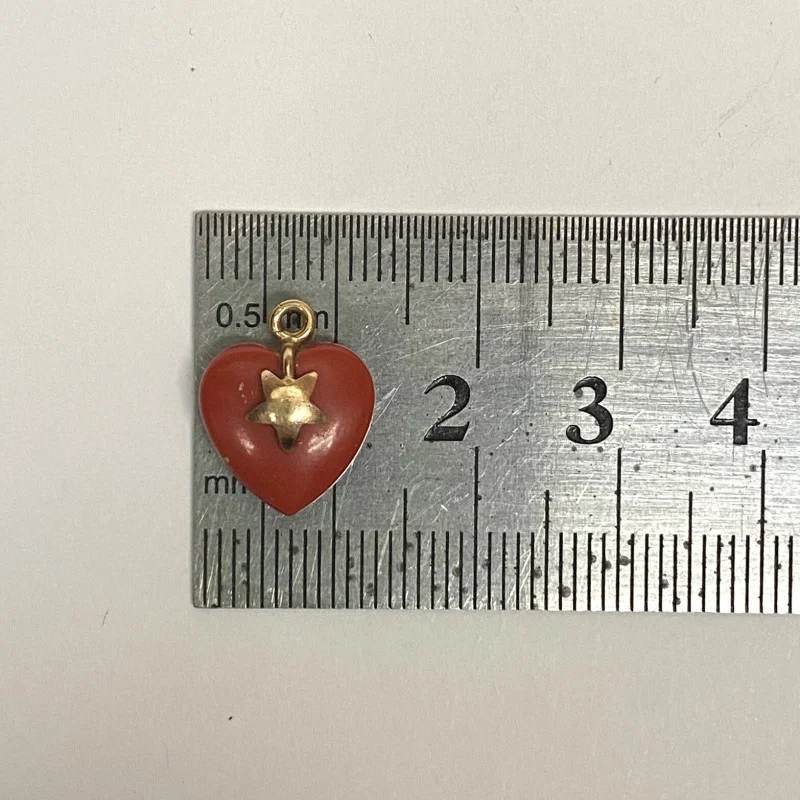14 K Gold Red  CORAL HEART CHARM