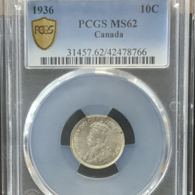 1936 PCGS MS62 Canada 10C