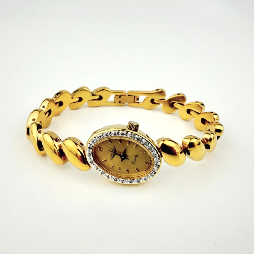 Longines Quartz Women's Watch Gold Tone Oval Diamond Bezel Bracelet BT 9815 Longines Quartz Women's Watch Gold Tone Oval Diamond Bezel Bracelet BT 9815