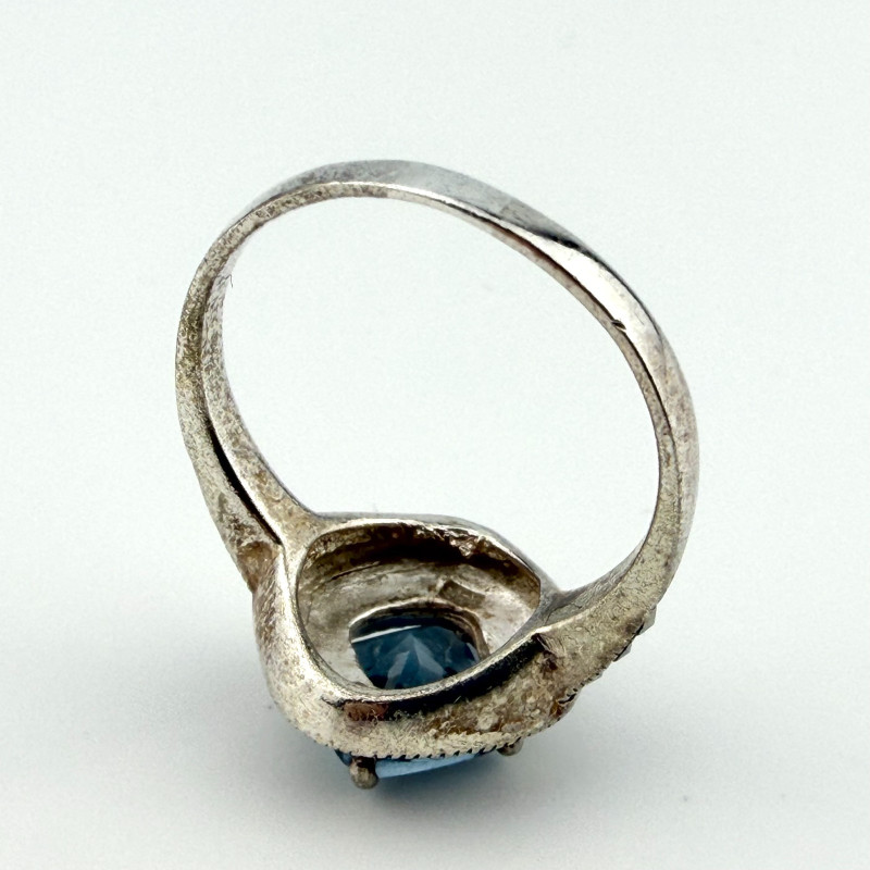 Vintage Style 925 Silver Blue Topaz Marcasite Ring Maker CW