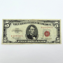1953 Series $5 Red Seal United States Note - Serial A50302945A, Boston A Distr.