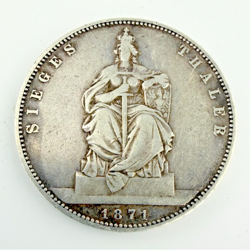 1871 Prussia Siegesthaler Wilhelm I Silver Thaler KM-500 Victory Coin
