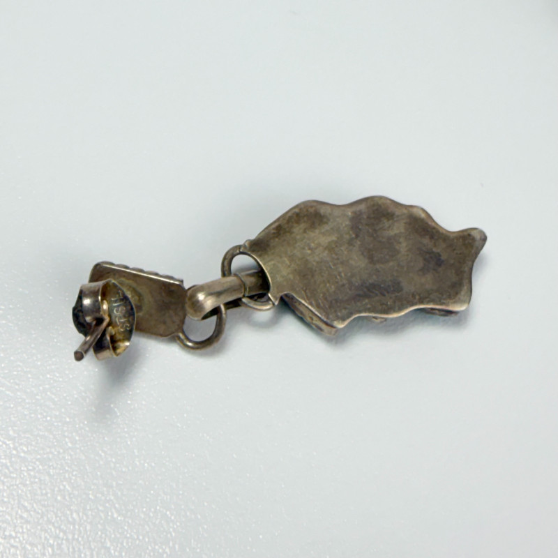 Vintage Native American Turquoise Needle Point Silver Unsigned Earrings