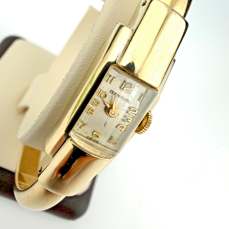 Art Deco Benrus 10K Gold Filled Bangle Watch Swiss 618744 Ladies