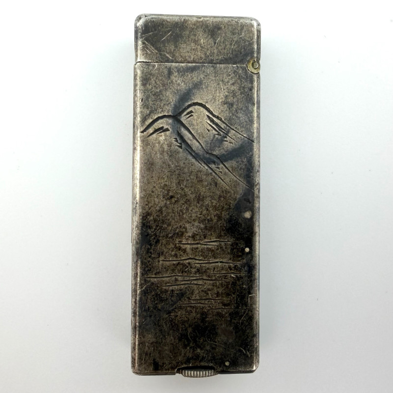 Vintage Sterling Silver Japanese Lighter Taiyo Geisha Kimono Engraved Flip-Top