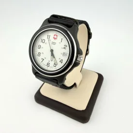 Mens Classic Victorinox Swiss Army 24-Hour Watch Black Bezel White Dial