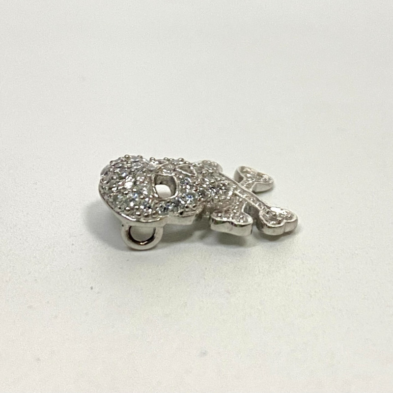 Silver pendant, 925 skull with CZ, Stamped 925