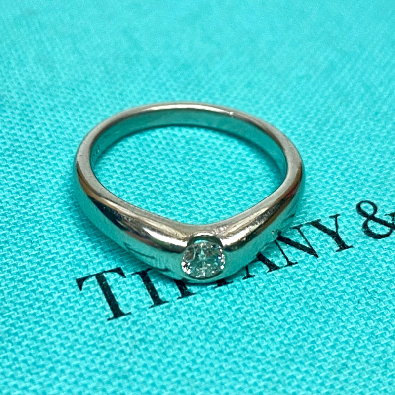 Tiffany & Co Platinum Elsa Peretti Curved 0.18ct Diamond Ring Band Sz 6.5 Tiffany & Co Platinum Elsa Peretti Curved 0.18ct Diamond Ring Band Sz 6.5