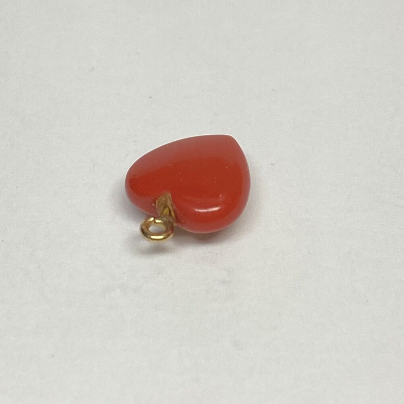 14 K Gold Red CORAL HEART CHARM 14 K Gold Red CORAL HEART CHARM