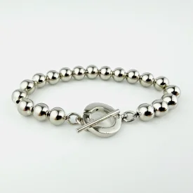 Vintage Italian ALF Sterling Silver 925 Ball Bead Bracelet Toggle Clasp