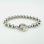 Vintage Italian ALF Sterling Silver 925 Ball Bead Bracelet Toggle Clasp