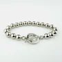 Vintage Italian ALF Sterling Silver 925 Ball Bead Bracelet Toggle Clasp