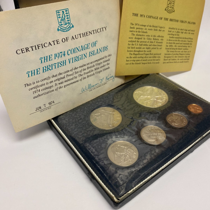 1974 BRITISH VIRGIN ISLANDS PROOF SET 6 COINS Silver BIRDS OF THE ISLANDS