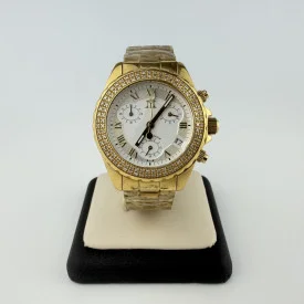 Techno Mania Real Diamond Bezel Chronograph Gold Stainless Steel Watch