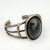 Native American Style Sterling Silver Oval Black&White Agate Stone Cuff Bracelet