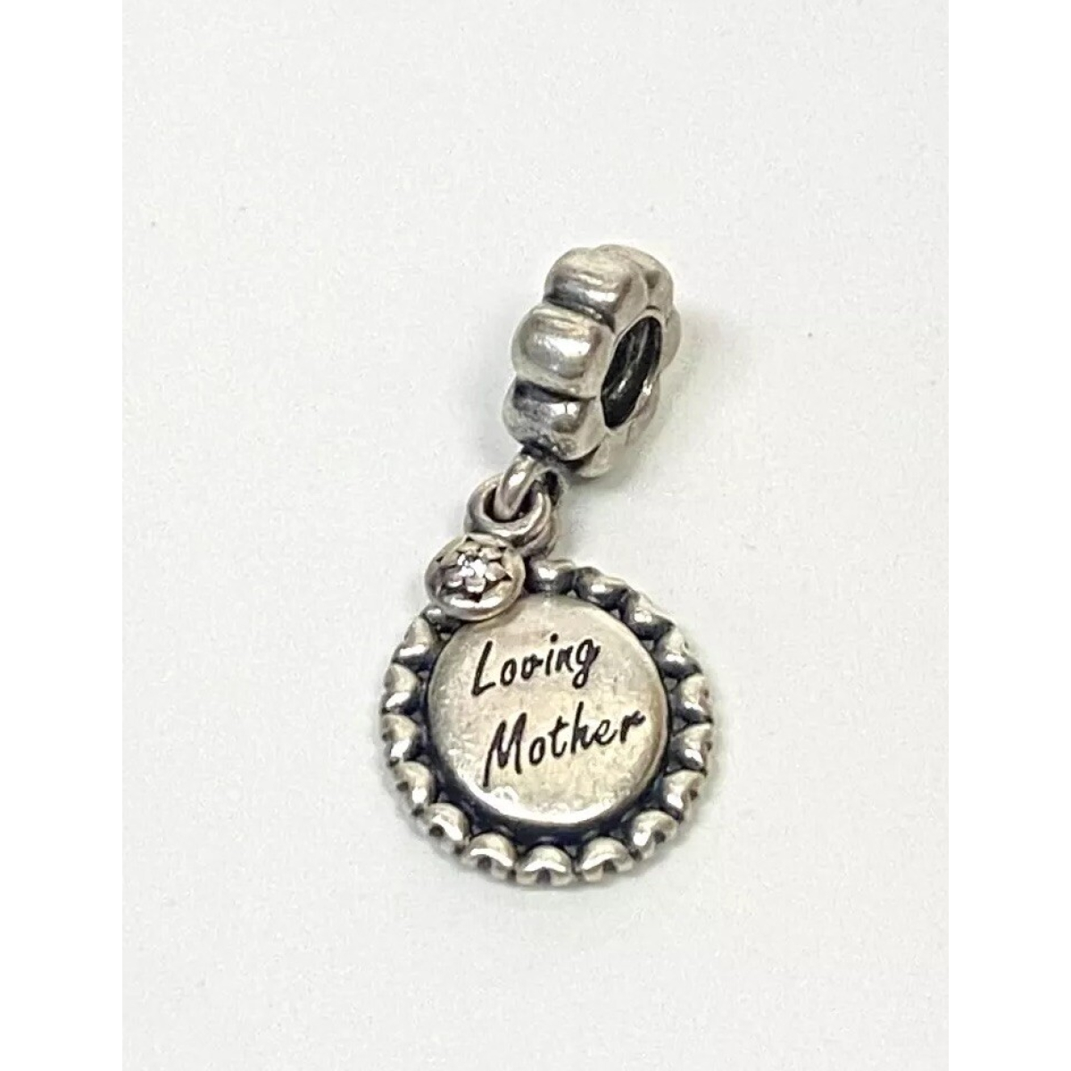 Authentic Pandora Charm Loving Mother Dangle 791127CZ W Suede Pouch