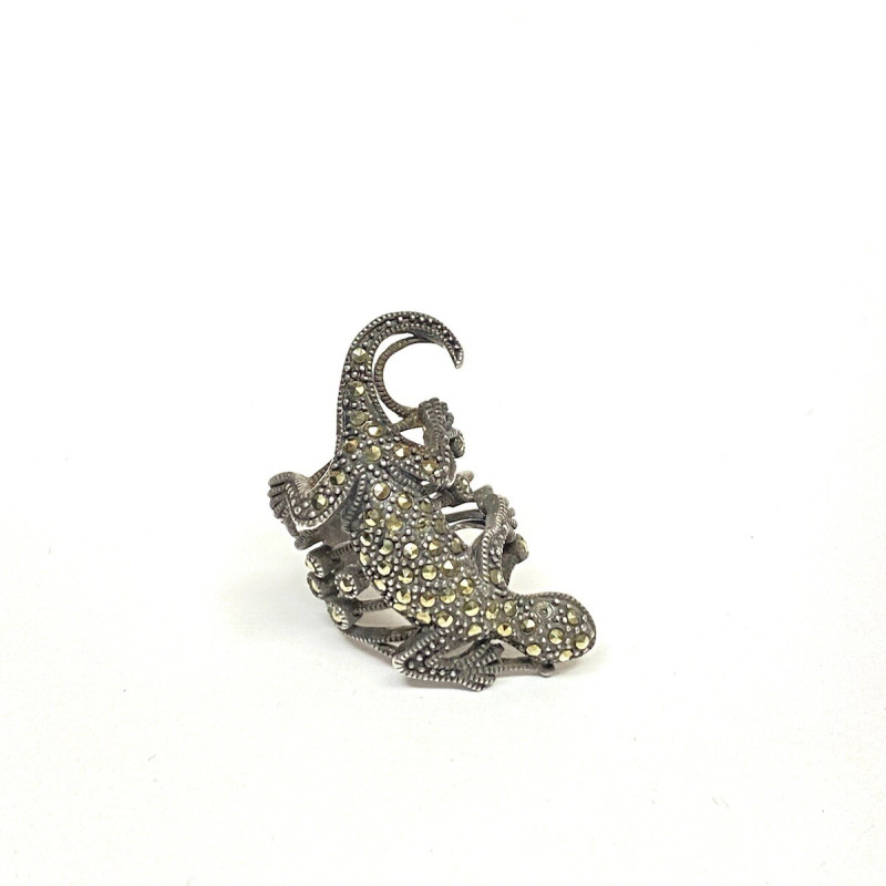 Antique Sterling Silver Marcasite lizard Ring Size 7 Antique Sterling Silver Marcasite lizard Ring Size 7