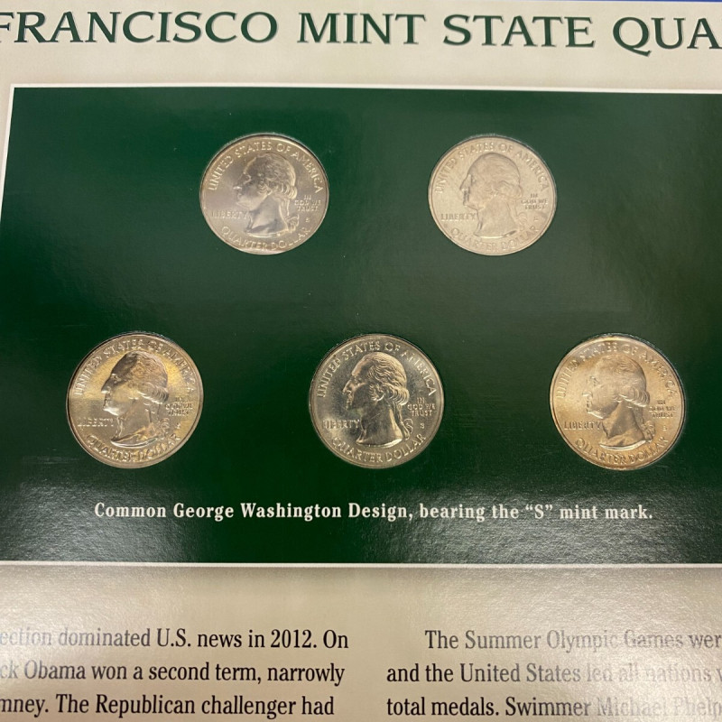 Limited-edition commemorative State Quarters, issued 2012. Brilliant condition