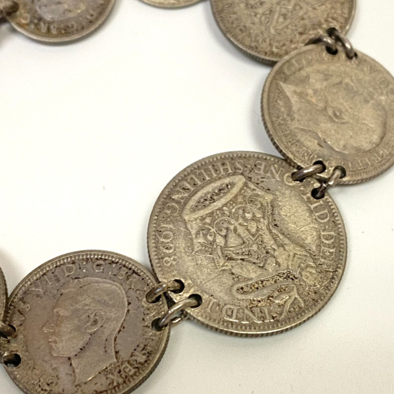 Great Britain 1896-1940 Coins George IV Silver Bracelet, 24 grams Great Britain 1896-1940 Coins George IV Silver Bracelet, 24 grams