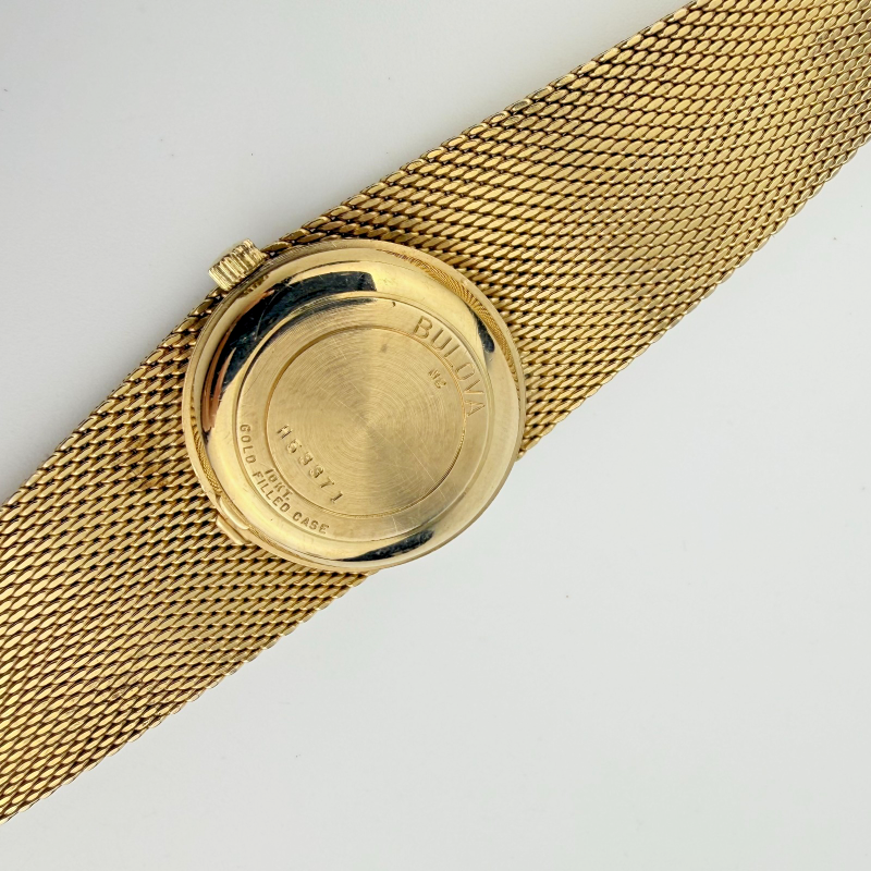 Vintage Bulova Accutron Ladies 10K Gold Filled Mesh Bracelet Watch 6.5"