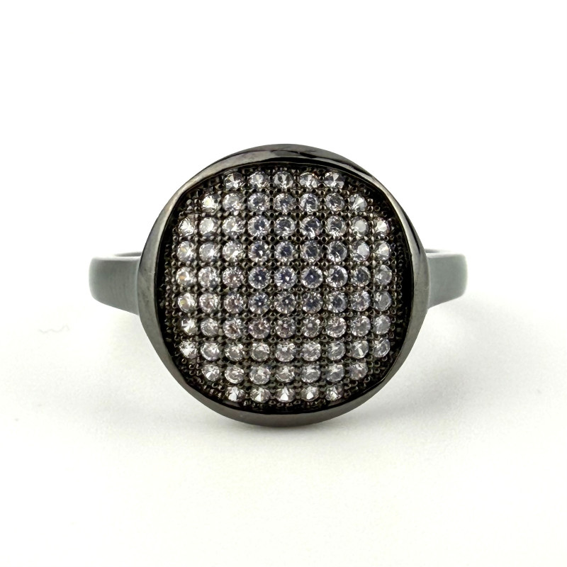 Black Rhodium 925 Silver Cubic Zirconia Ring Sz 7