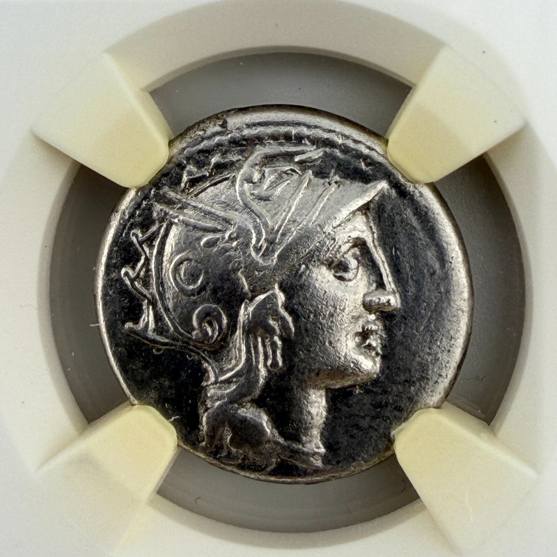 ROMAN REPUBLIC C. Claudius Pulcher (110-109 BC) AR denarius, NGC Ch VF