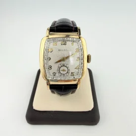 Vintage 1950s Bulova L6 Rectangular Gold Filled Gents Dress Watch Working
