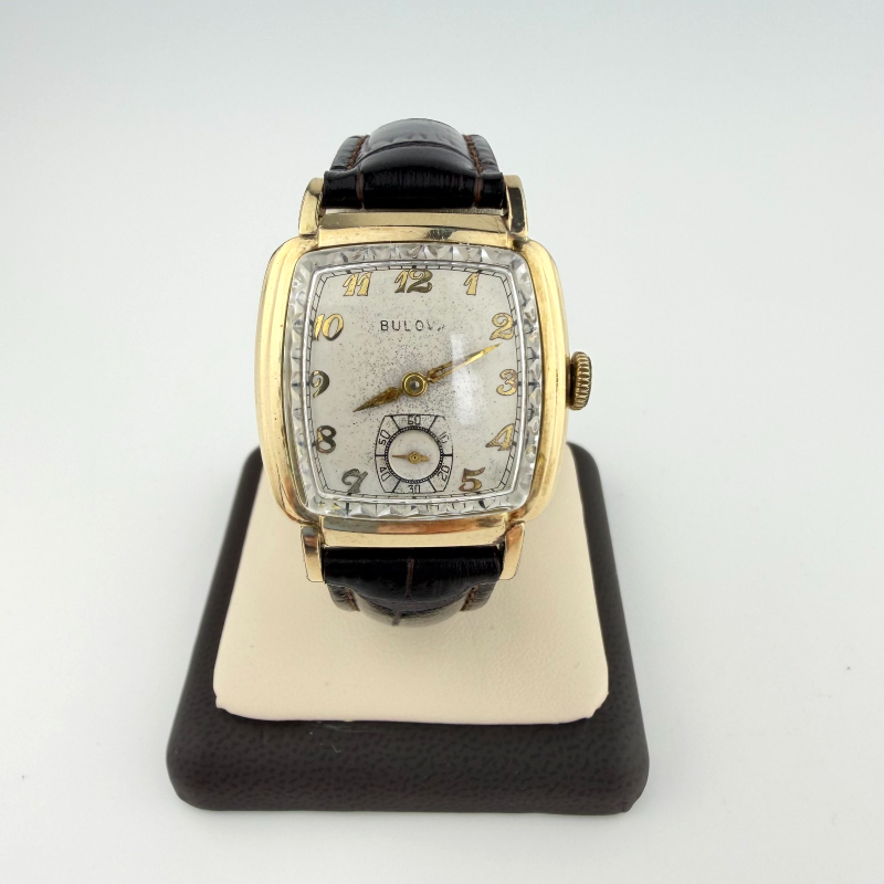 Vintage 1950s Bulova L6 Rectangular Gold Filled Gents Dress Watch Working
