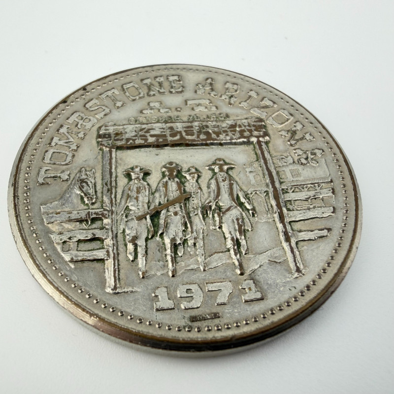 Tombstone Arizona 1971 Helldorado Days silver plated round medal coin