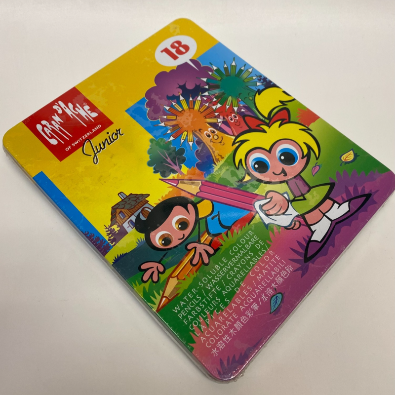 Caran d'Ache Junior 18 Water-Soluble Colour Pencils Tin NEW Sealed Kids | 104053