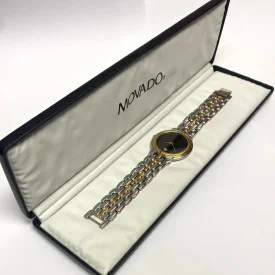 MOVADO TWO-TONE STAINLESS STEEL QUARTZ WOMENS WATCH WITH BOX, 35mm