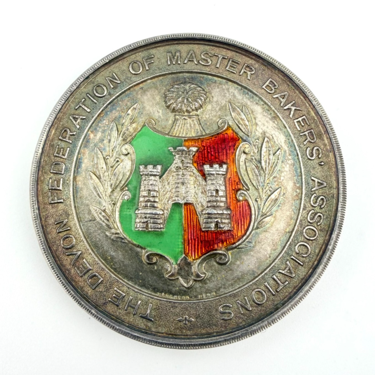 1949-Dated Silver Enamel Devon Master Bakers' Association Medal - NGC MS64, 45mm - Vaughton