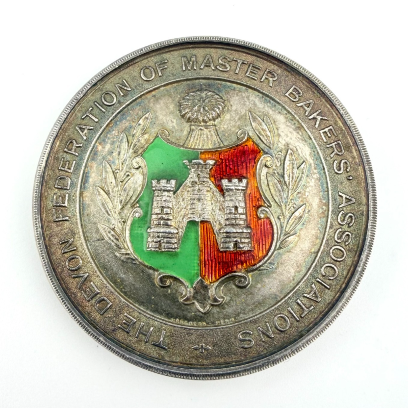 1949-Dated Silver Enamel Devon Master Bakers' Association Medal - NGC MS64, 45mm