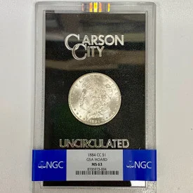 1884-CC Morgan Silver Dollar $1 Carson City GSA Hoard NGC MS63
