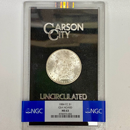 1884-CC Morgan Silver Dollar $1 Carson City GSA Hoard NGC MS63
